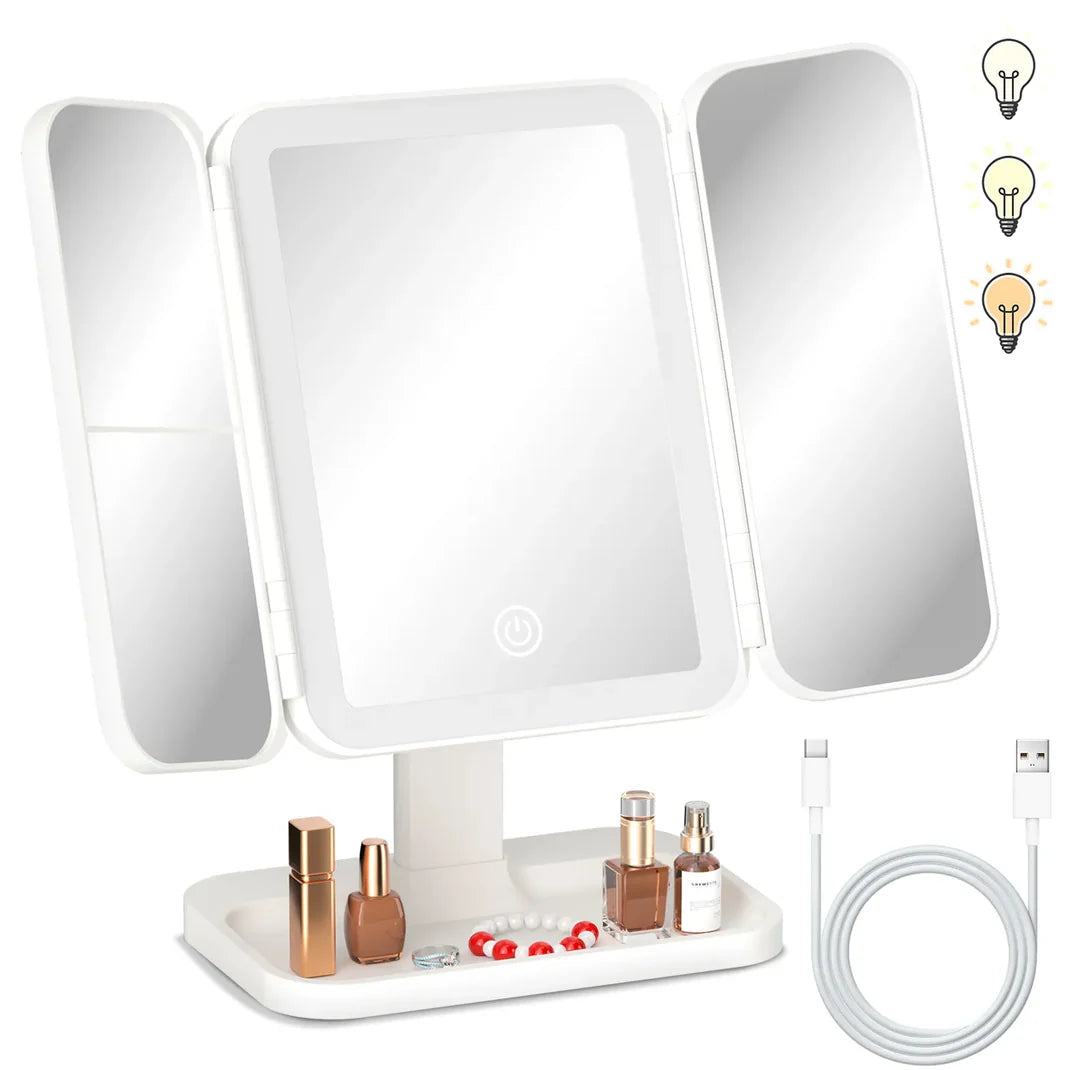 Espejo Luz LED Plegable Maquillaje